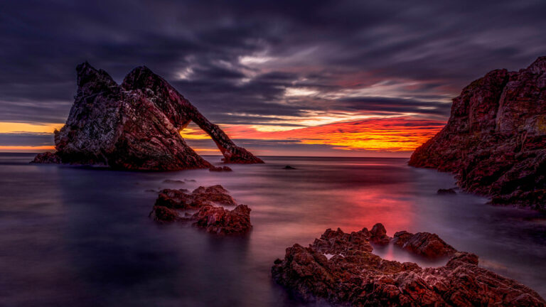 Bow Fiddle Rock at Sunrise.