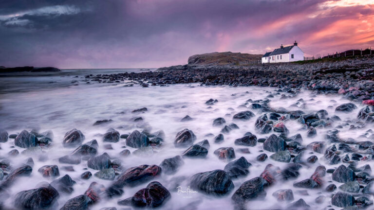 Photo of Clashnessie Beach in Assynt, Scotland.