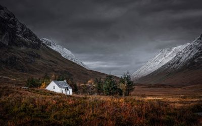 Photo of Glencoe during the first snowfall of winter, Scotland.