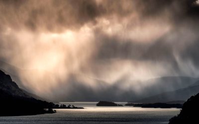 Dramatic storm light over Loch Maree, Wester Ross, Scotland.